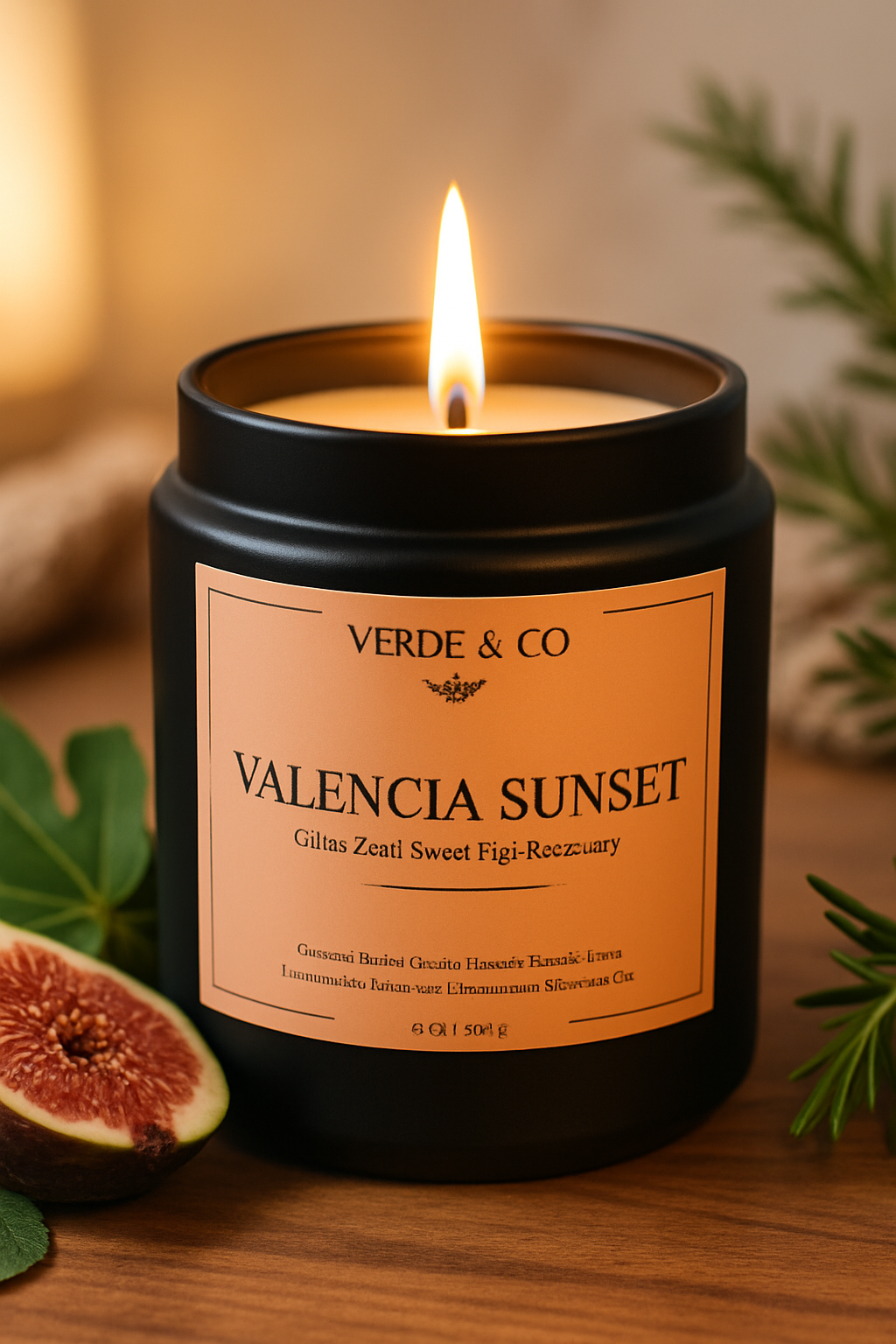 Valencia Sunset Candle – Citrus Zest, Sweet Fig & Rosemary | Luxury Coconut Wax Candle