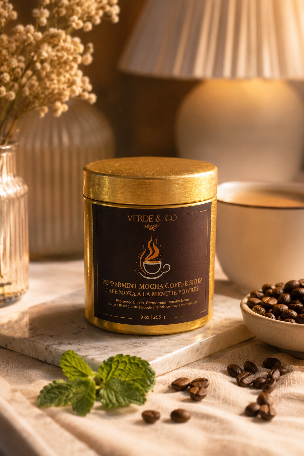 Peppermint Mocha Coffee Shop Candle | Espresso, Cocoa & Vanilla Bean Scent