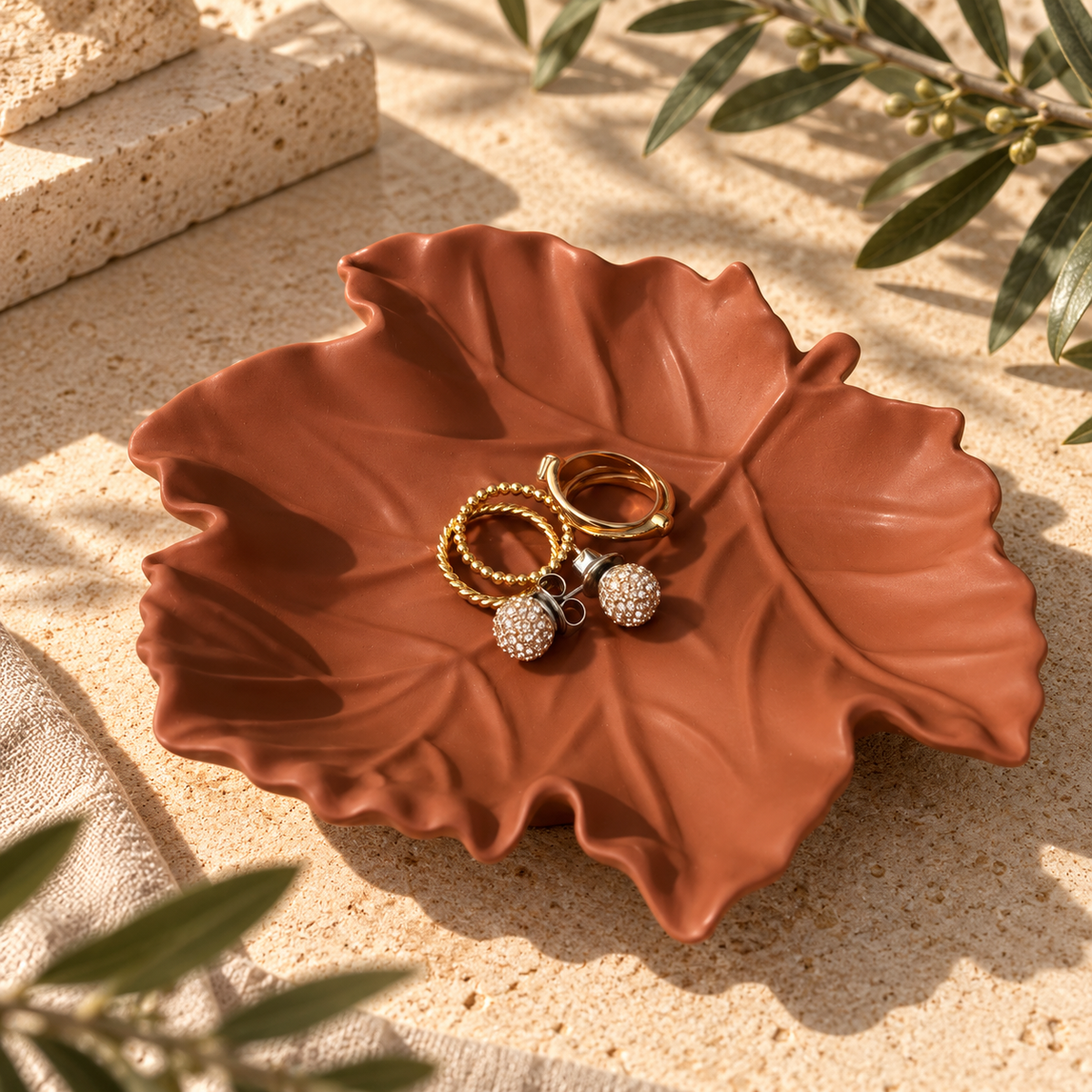 Maple Leaf Decorative Tray – Terracotta