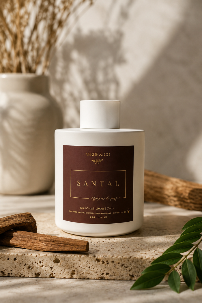 Santal – Luxury Reed Diffuser - Bergamot, Sandalwood, Tonka Bean & Amber