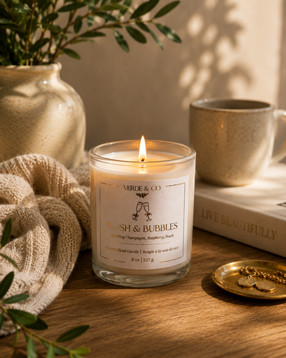 Blush & Bubbles | Sparkling Champagne, Raspberry & Peach | Coconut Soy Wax