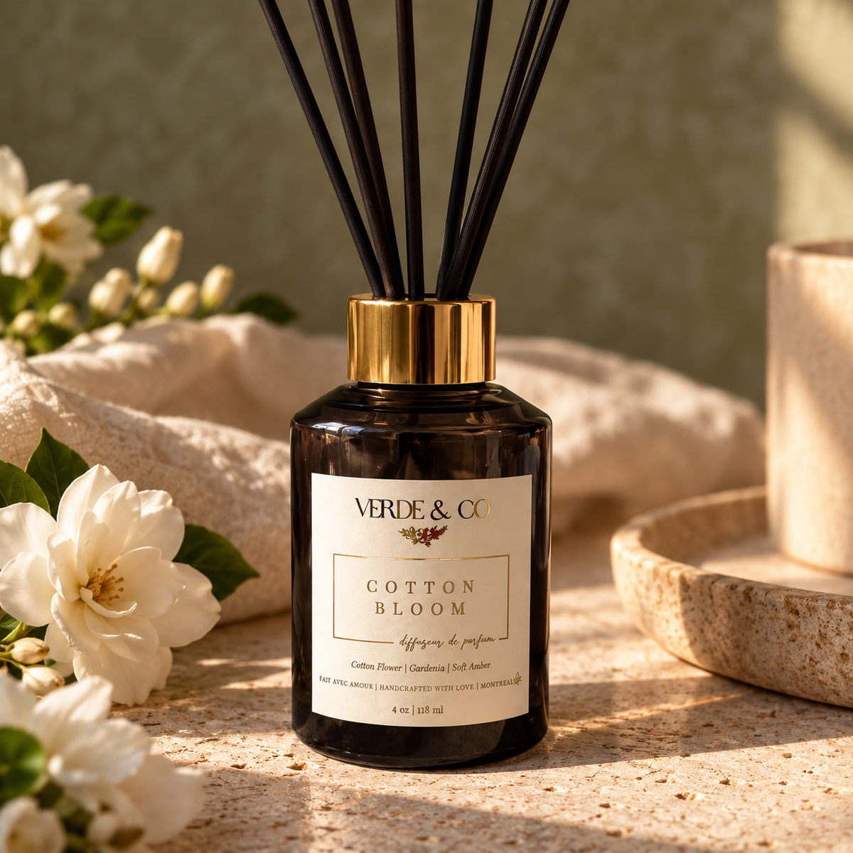 Cotton Bloom – Luxury Reed Diffuser | Cotton Flower, Gardenia & Soft Amber