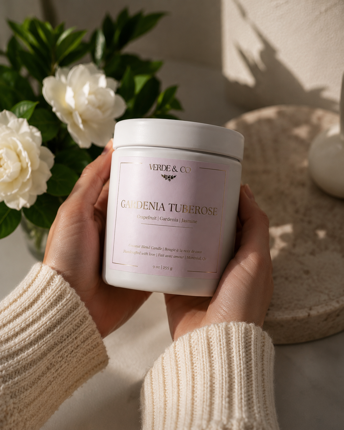 Gardenia Tuberose Candle | Grapefruit, Gardenia & Jasmine | Luxury Coconut Wax Candle