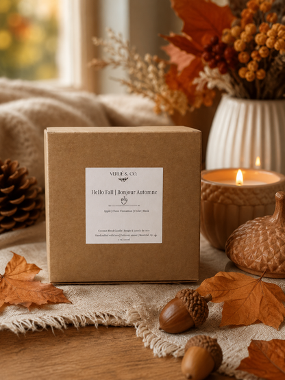 Hello Fall | Bonjour Automne | Apple, Tea Rose, Cedar & Musk | Coconut Soy Wax Candle