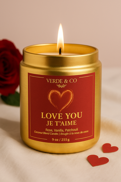 Rose Patchouli Vanilla Candle – Je T’aime | Floral & Warm Luxury Candle