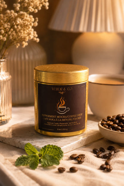 Peppermint Mocha Coffee Shop Candle | Espresso, Cocoa & Vanilla Bean Scent
