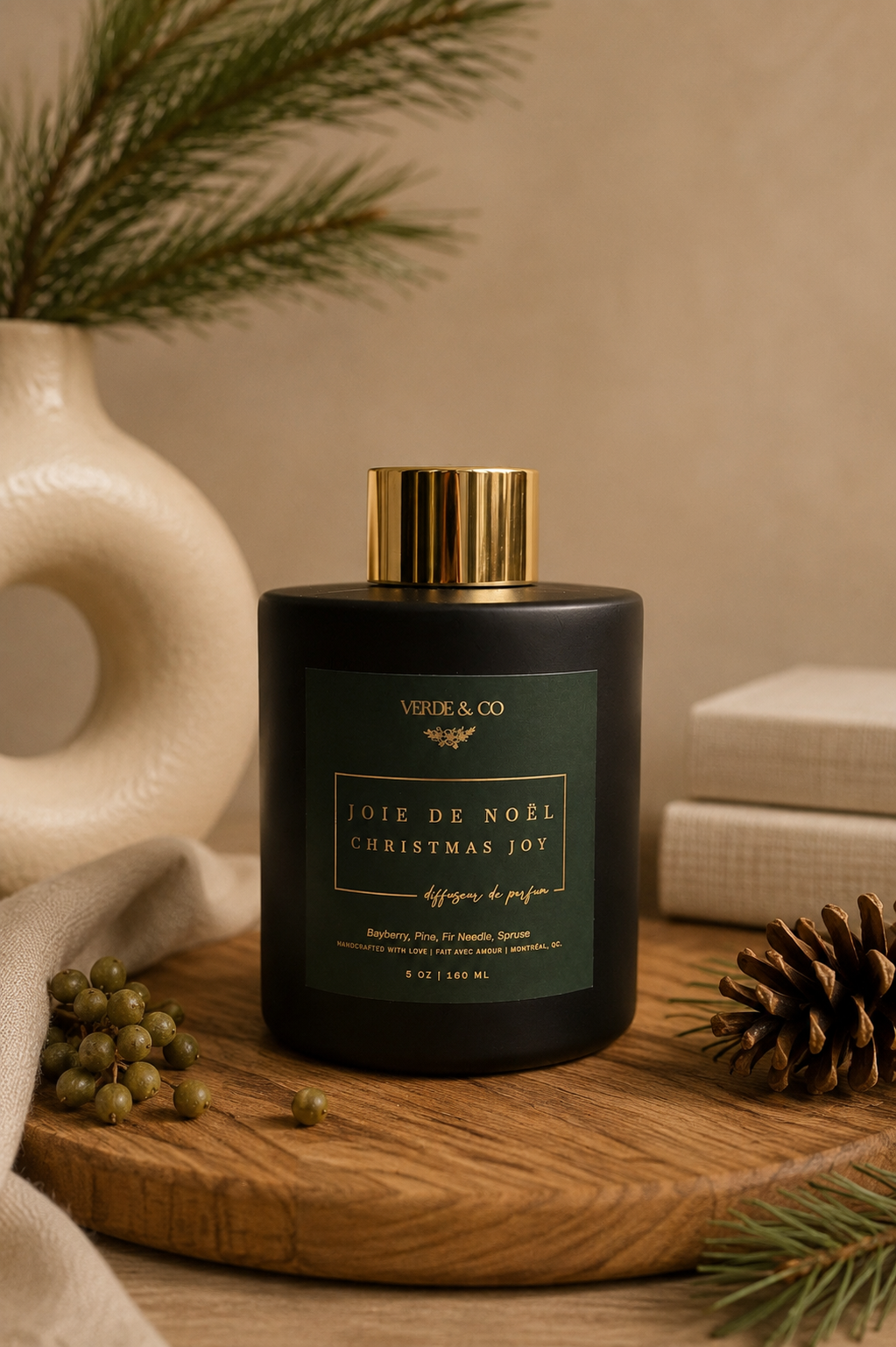 Christmas Joy – Luxury Holiday Reed Diffuser - Bayberry, Pine, Fir Needle & Spruce